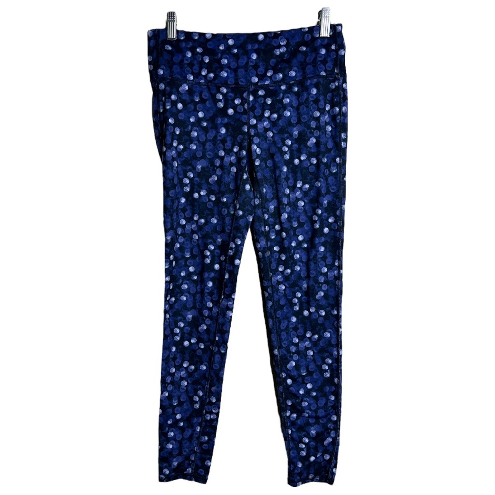 Athleta Pants Womens Medium Chaturanga Blue‎ Dots Leggings Workout Athleisure